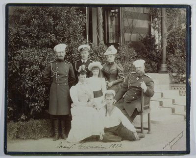 Tsar Alexander III surrounded by his family at Livadia by Russian School